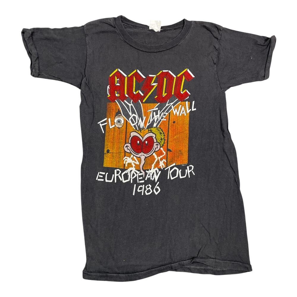 Vintage 1980s AC/DC T-Shirt Fly On The Wall European Tour 1986